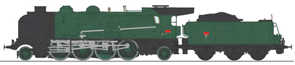REE Modeles MB-127SAC - French Steam Locomotive Class 141 of the SNCF MONTLUÇON depot, A 593 tender, 3-Rail AC Sound & Smok